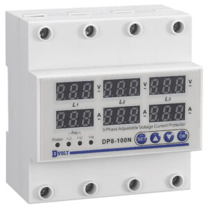 DP8-100N – 3P+N Auto-reconnect Adjustable Voltage Protector